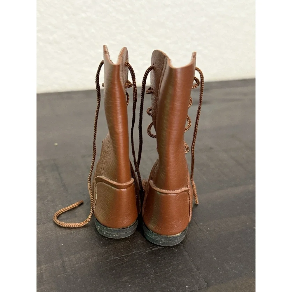 Vtg Dark Brown Lace Up Riding Boots Doll Shoe Tall